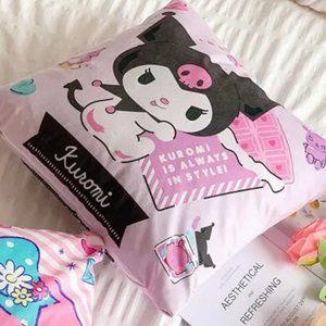 Kuromi Pillow Cover Purple w/ Zipper Throw Pillow